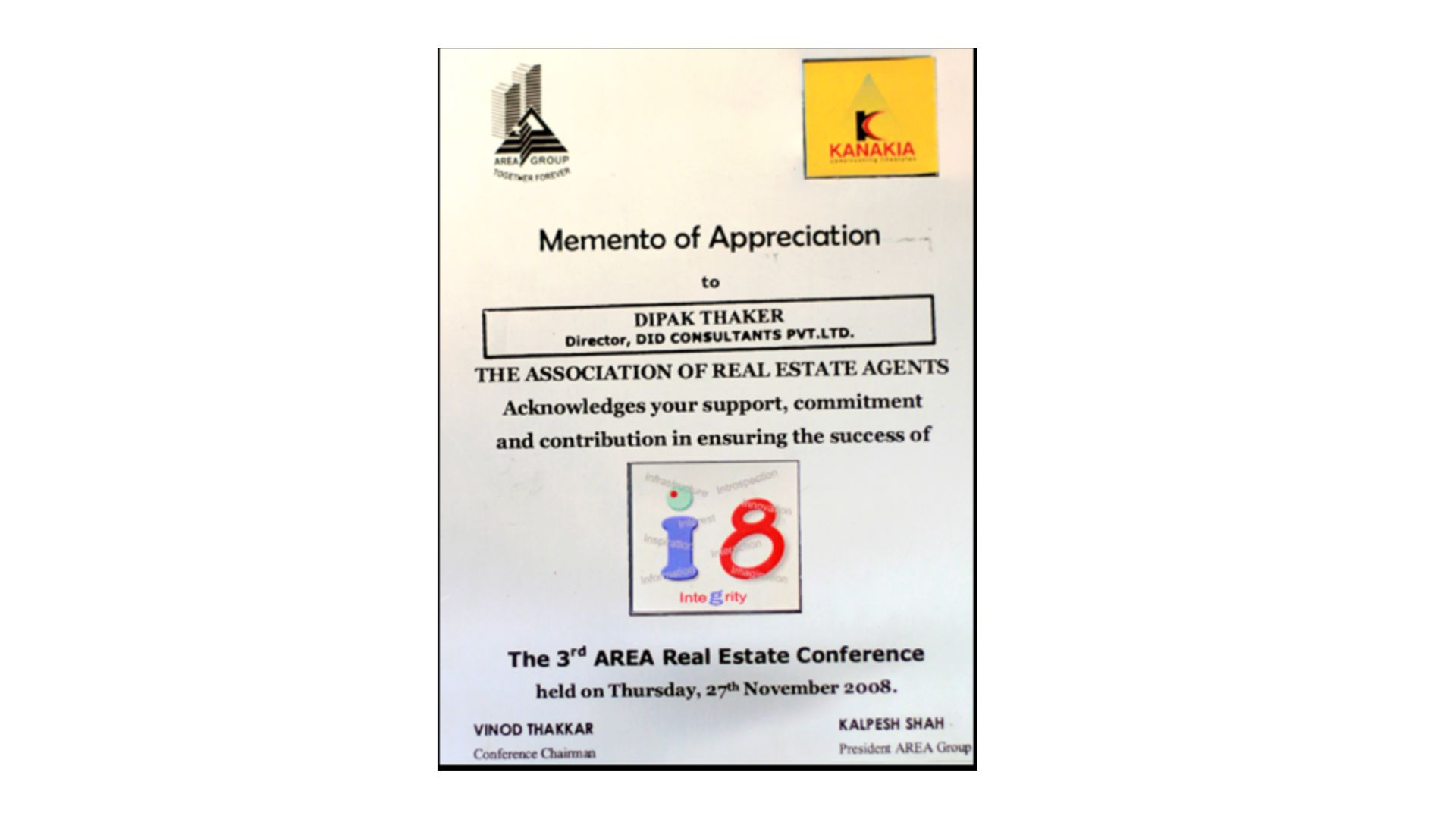 AREA - Memento of Appreciation